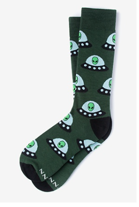 Alien Invasion Dark Green Socks