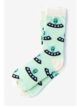 Alien Invasion Mint Green Socks